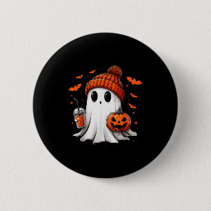 Süßer Geist trinkt eisgekühlten Kaffee Halloween-K Button
