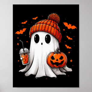 Süßer Geist trinkt eisgekühlten Kaffee Halloween-K Poster