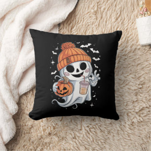 Süßer Geist trinkt Kaffee Halloween Eiskaffee Kissen