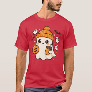 Süßer Geist trinkt Kaffee Halloween-Geist Eis Cof T-Shirt