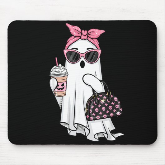 Süßer Geist trinkt Kaffee Halloween-Geist-Eis Mousepad (Vorne)