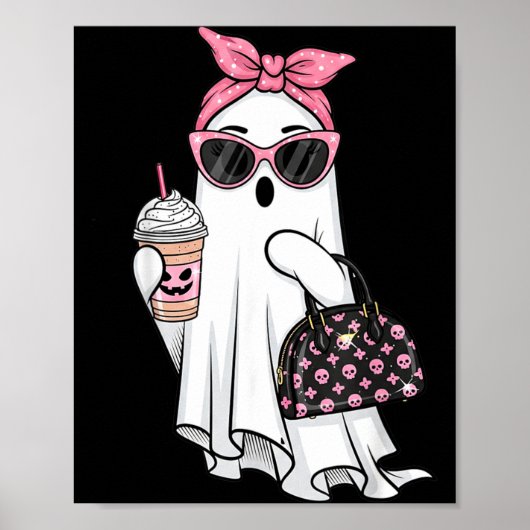 Süßer Geist trinkt Kaffee Halloween-Geist-Eis Poster (Vorne)