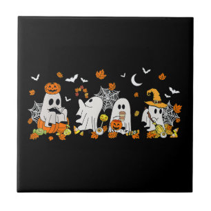 Süßer Geist trinkt Kaffee Halloween Herbst Geist B Fliese