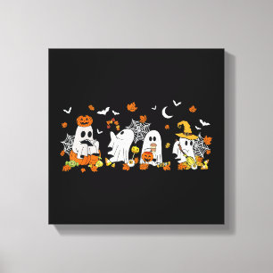 Süßer Geist trinkt Kaffee Halloween Herbst Geist B Leinwanddruck