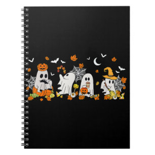 Süßer Geist trinkt Kaffee Halloween Herbst Geist B Notizblock