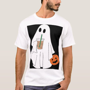Süßer Geist trinkt kalten Kaffee mit Kürbis T-Shirt
