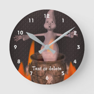 Süßer Geist und flammender Kessel personalisiert Runde Wanduhr