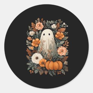 Süßer Geist und Herbst-Kürbis-Blumen-Spooky-Hallow Runder Aufkleber