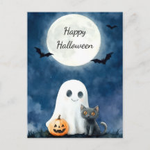 Süßer Geist und schwarze Katze Halloween