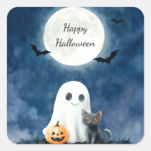 Süßer Geist und schwarze Katze Halloween