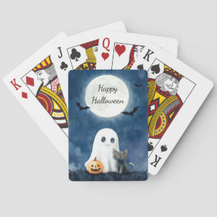 Süßer Geist und schwarze Katze Halloween Spielkarten