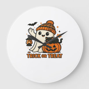 Süßer Geist und schwarze Katze Trick or Treat Clas Große Wanduhr