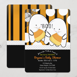 Süßer Geist Zwillinge Halloween Babyparty Einladung