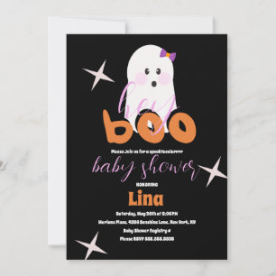 Süßer Geister-Halloween-Baby-Shower-Retro-Skript Einladung