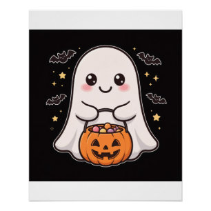 Süßer Geister-Kürbis-Candy-Eimer Halloween-Plakat Poster