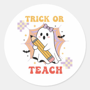 Süßer Geisterlehrer Halloween Streich oder Lehre Runder Aufkleber