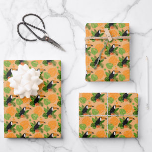Süßer, gekachelter Tukane-Party-Tropenvogel Geschenkpapier Set