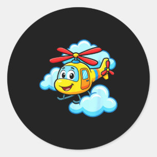 Süßer gelber Cartoon-Hubschrauber lustiger Chopper Runder Aufkleber