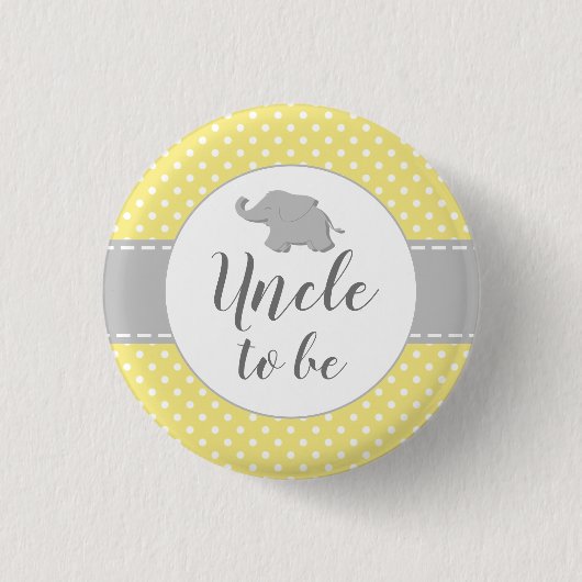 Süßer gelber Elefant, Babyshower, Onkel wird es Button (Vorderseite)