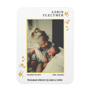 Süßer gelber handgezeichneter Stern Doodle Foto Magnet
