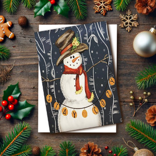 Süßer gemütlicher Schneemann Weihnachtsinspiration Karte