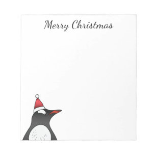 Süßer Gentoo-Pinguin mit Weihnachtsmannmütze Notizblock