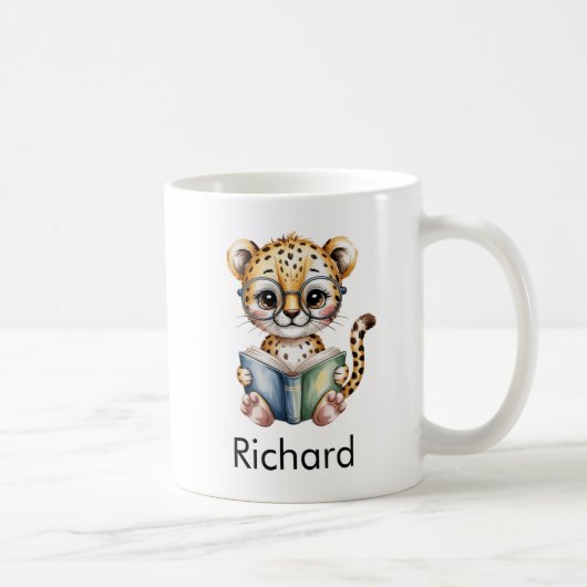Süßer Gepard liest ein Buch Custom Kaffeetasse (Rechts)