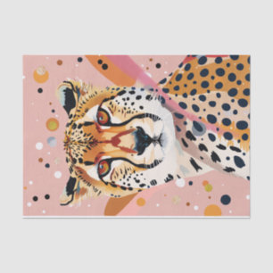 Süßer Gepard Rosa Gold Pop Art Decoupage Seidenpapier