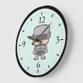Süßer gepixelter RoboterCop  Große Wanduhr (Winkel)