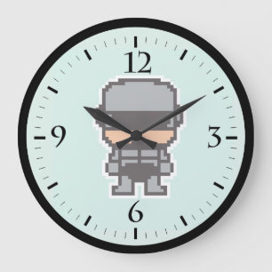 Süßer gepixelter RoboterCop  Große Wanduhr
