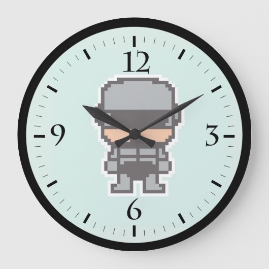 Süßer gepixelter RoboterCop  Große Wanduhr (Vorderseite)