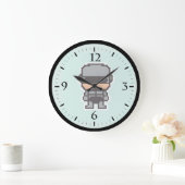 Süßer gepixelter RoboterCop  Große Wanduhr (Zuhause)