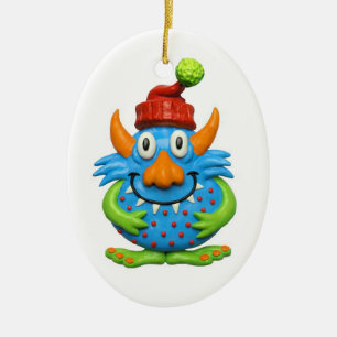Süßer gepunkteter Monster ChristmasMonster Keramikornament