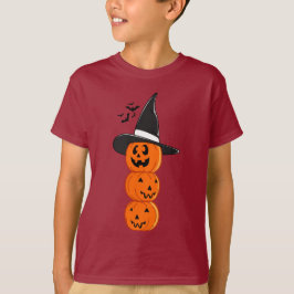 Süßer geschichteter Kürbis-Hexen-Halloween-Kinder- T-Shirt