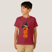 Süßer geschichteter Kürbis-Hexen-Halloween-Kinder- T-Shirt (Vorne ganz)