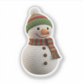 Süßer gestrickter Schneemann-Aufkleber Aufkleber (Vorderseite)