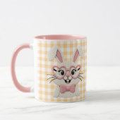Süßer Gingham-Hase mit rosa Herzbrille Tasse (Links)