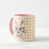 Süßer Gingham-Hase mit rosa Herzbrille Tasse (Vorderseite Links)