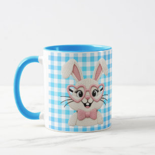 Süßer Gingham-Hase mit rosa Herzbrille  Tasse
