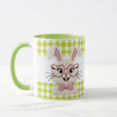 Süßer Gingham-Hase mit rosa Herzbrille Tasse (Links)