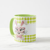 Süßer Gingham-Hase mit rosa Herzbrille Tasse (Vorderseite Links)