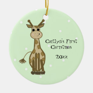 Süßer Giraffenbaby zum ersten Weihnachten Keramik Ornament