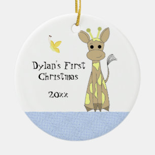 Süßer Giraffenbaby zum ersten Weihnachten Keramikornament