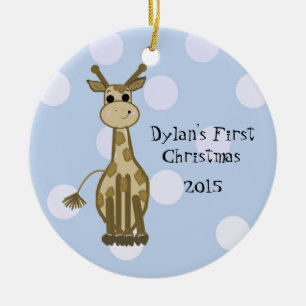 Süßer Giraffenbaby zum ersten Weihnachten Keramikornament