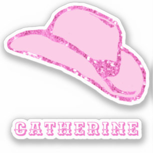Süßer, girly, rosa-glitzernder Cowgirl-Hut mit Nam Aufkleber