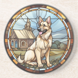 Süßer Glasmalerei-Deutscher-Schaferhund Getränkeuntersetzer