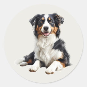 Süßer glücklicher Australian Shepherd Hund Haustie Runder Aufkleber