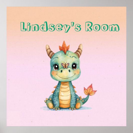Süßer glücklicher Baby-Drache  Poster (Vorne)