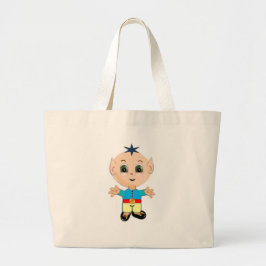 Süßer glücklicher Baby-Elf in blauen und gelben Kl Jumbo Stoffbeutel