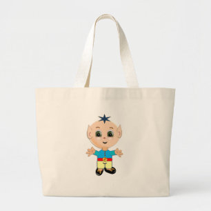 Süßer glücklicher Baby-Elf in blauen und gelben Kl Jumbo Stoffbeutel